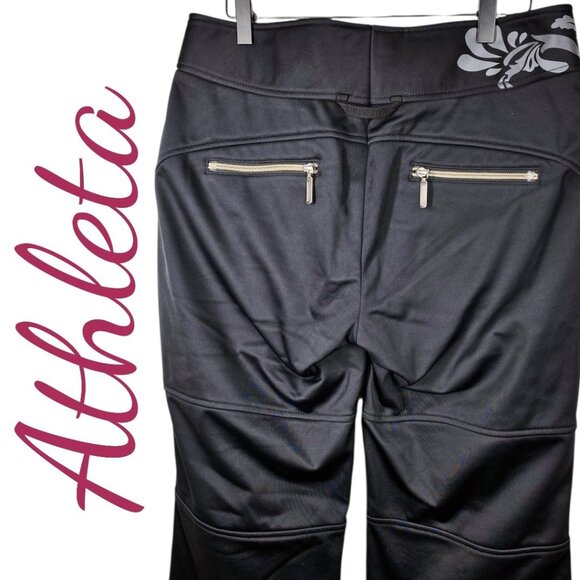 ATHLETA SNOW CRUISER SKI SNOWBOARD SATEEN PANTS BLACK GRAPHIC, SIZE 10 - Picture 5 of 15